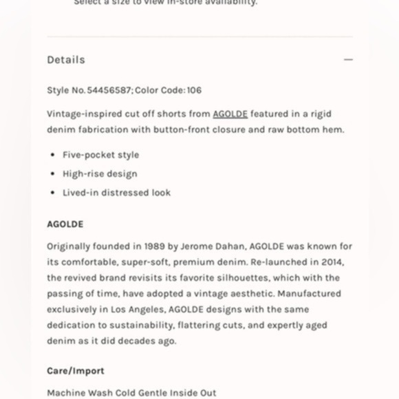 AGOLDE Parker Shorts Size 26 Color Swapmeet - Picture 15 of 16